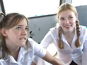 In The Schoolbus-2 cute blow and fuck . HD