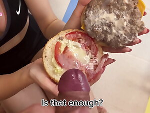 He came in a burger and I fed a adventitious