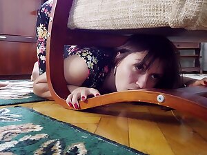 Boyfriend Sensual Doggy Fucking Indulge Stuck Under the Chair - Cum on Light