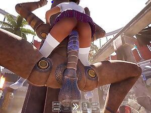 An ancient statue awakened and began to fuck Lara in an arena with 1,000 spectators. 3D Hentai Game