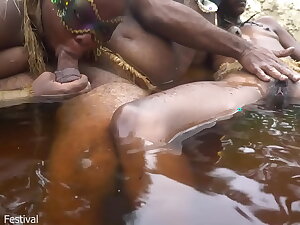 2 African tribe hoes enjoying the son’s village prime cock